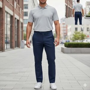 Reebok Navy‎ Tapered Fit Anchor & Pkt Pant Mens 44x32 Moisture Management